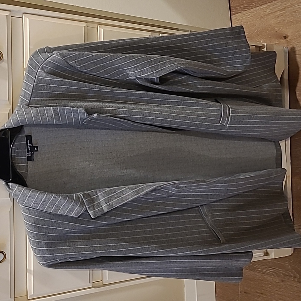 Super soft Grey and white pinstripe blazer